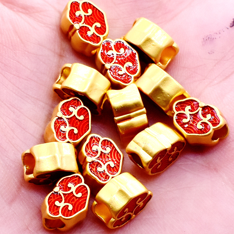 大孔保色哑金如意祥云备注珠子汽车内饰隔珠吊坠挂件手串散珠隔珠