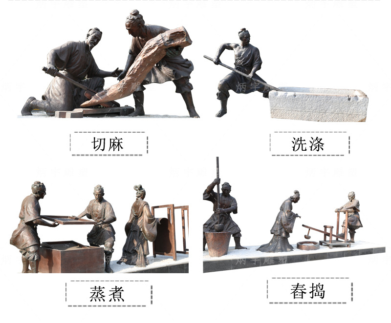 大理石古代四大发明造纸术人物石雕像定制园林景观印刷术石材雕刻