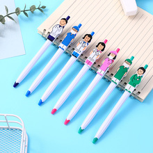亚马逊爆款创意男医生女护士笔夹圆珠笔卡通人物广告促销礼品笔