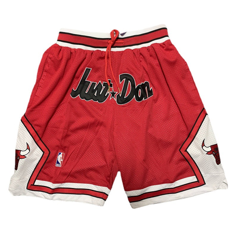 球裤chicago bulls 公牛队复古口袋短裤 红色j开头亚马逊代发