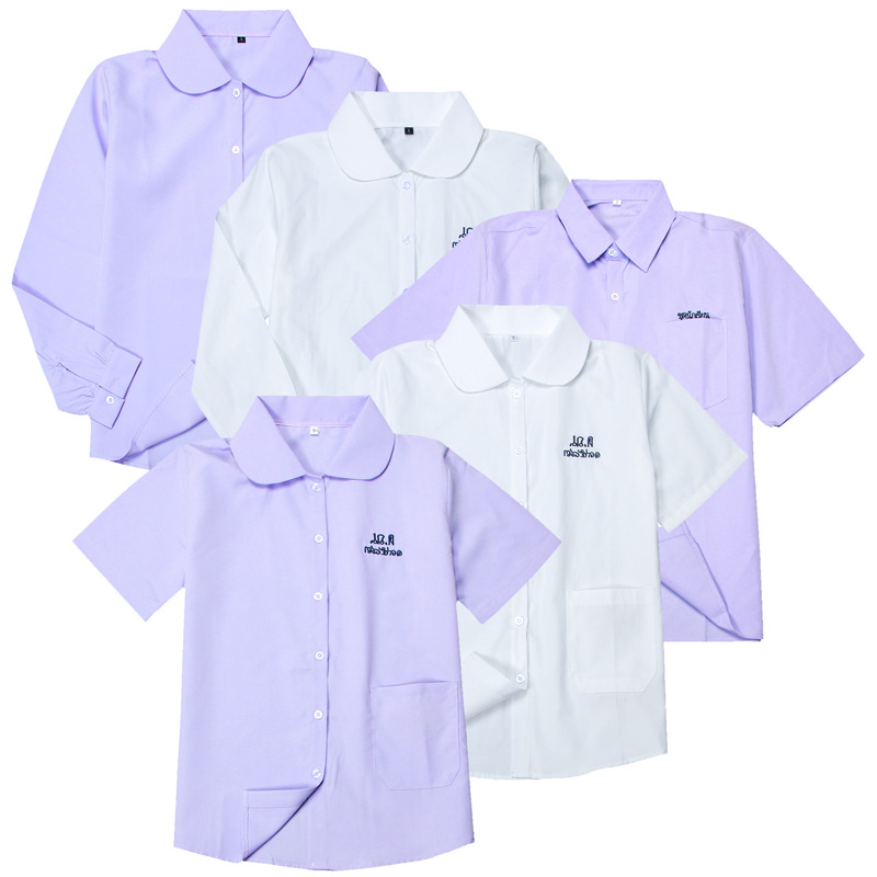 2022新款泰国校服短款长袖JK制服那诺禁忌女孩衬衫女淡紫色学生班