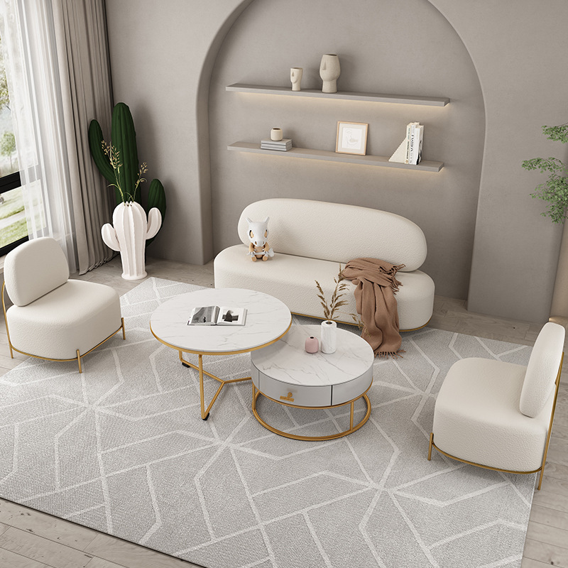 轻奢布艺美容院沙发客厅小户型服装店铺用接待网红款简约现代创意