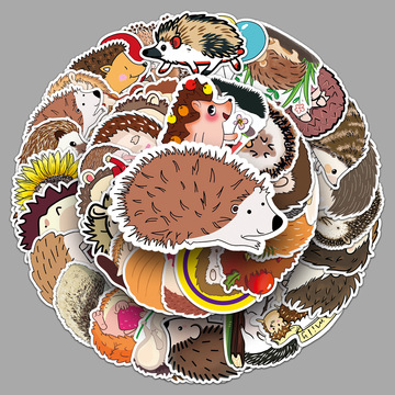 50张刺猬动物卡通行李箱贴纸个性潮流涂鸦笔记本电脑汽车外贸装饰