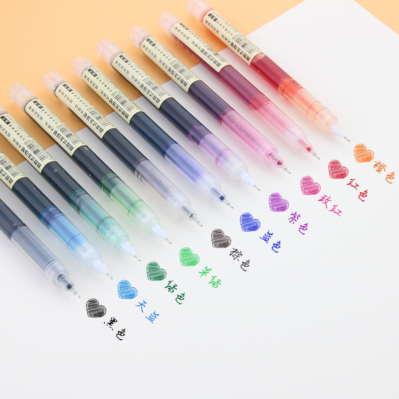 直液式走珠笔大容量学生中性笔网红手帐签字笔彩色10色logo广告笔