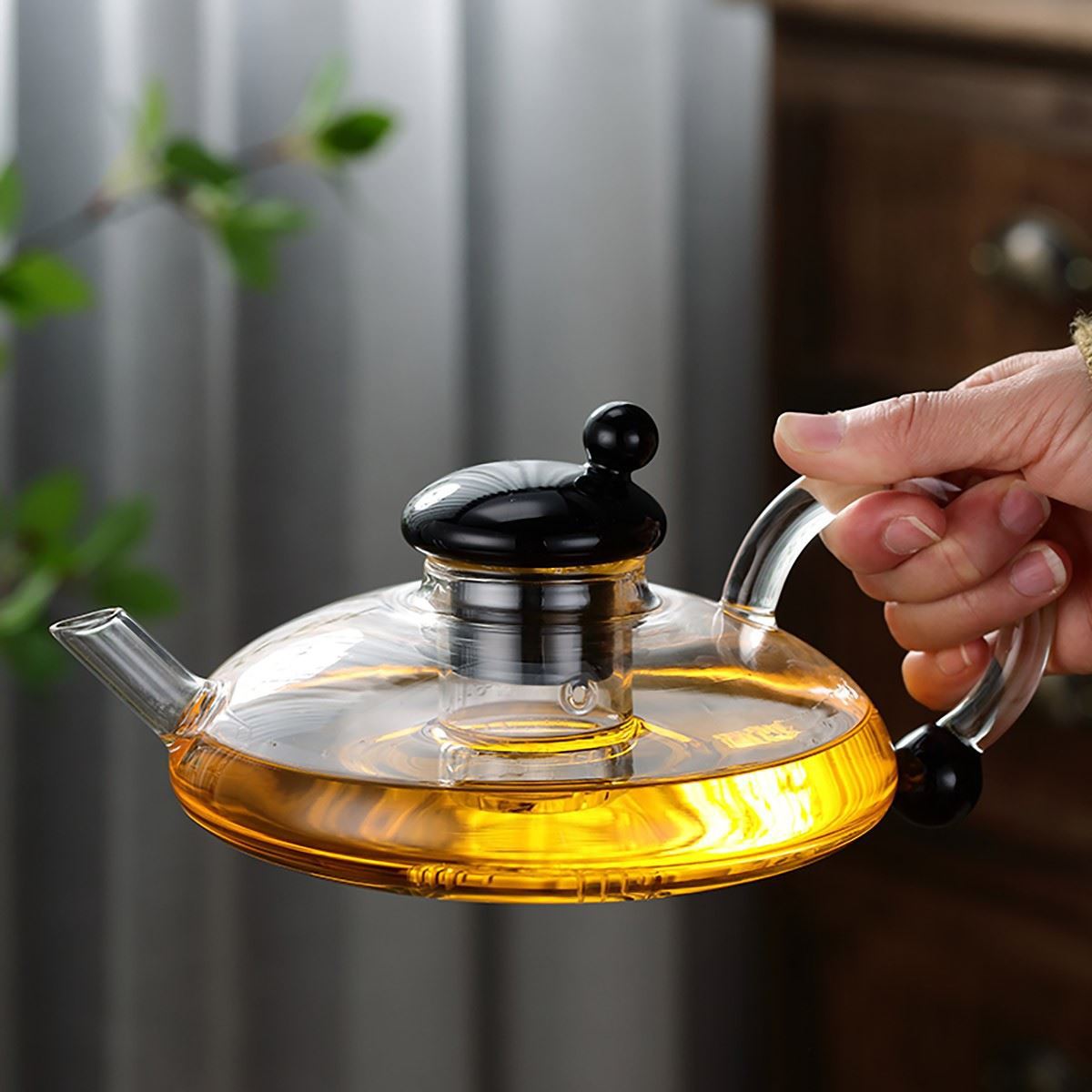 glass teapot heat-resistant glass tea set suit household scented teapot high temperature resistant filter thickening teapot mouse tail pot