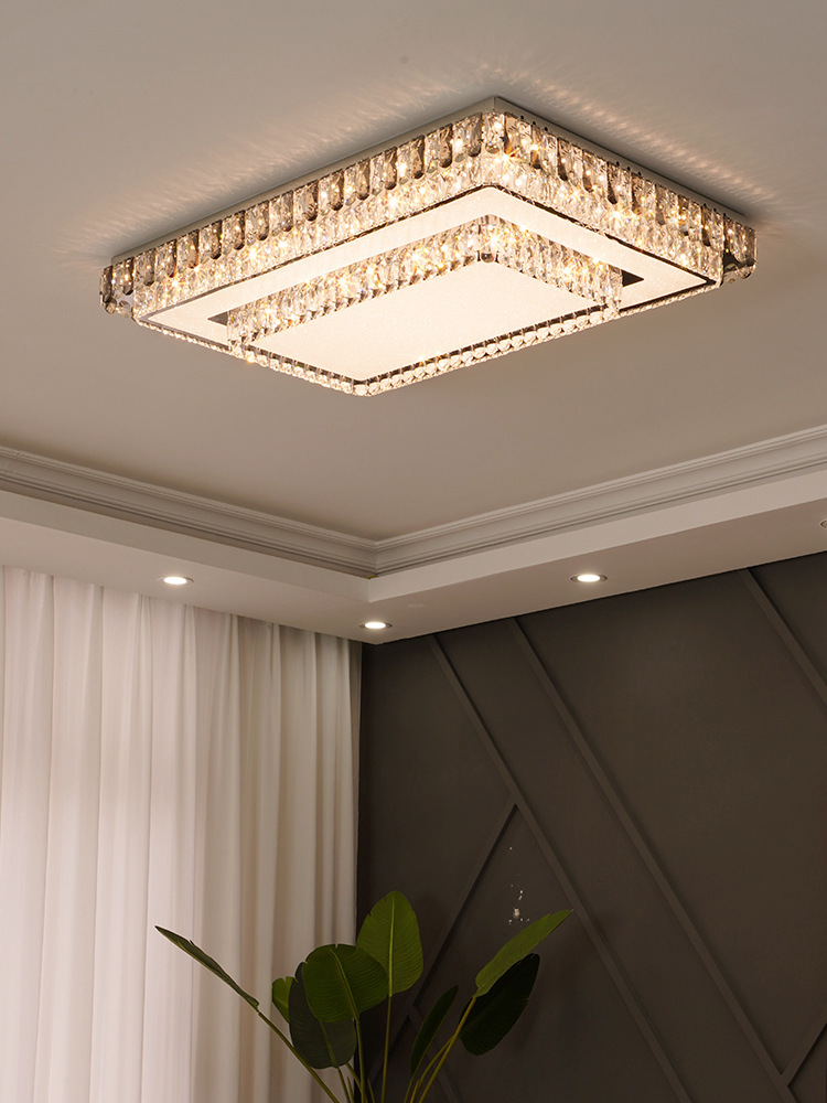 大气家用客厅灯现代简约led水晶灯吸顶灯长方形轻奢餐厅卧室灯具