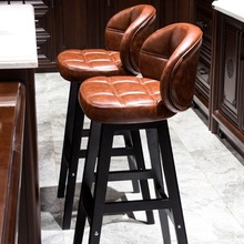 高脚凳家用椅子吧凳实木吧台椅轻奢酒吧桌椅现代简约高凳子吧椅