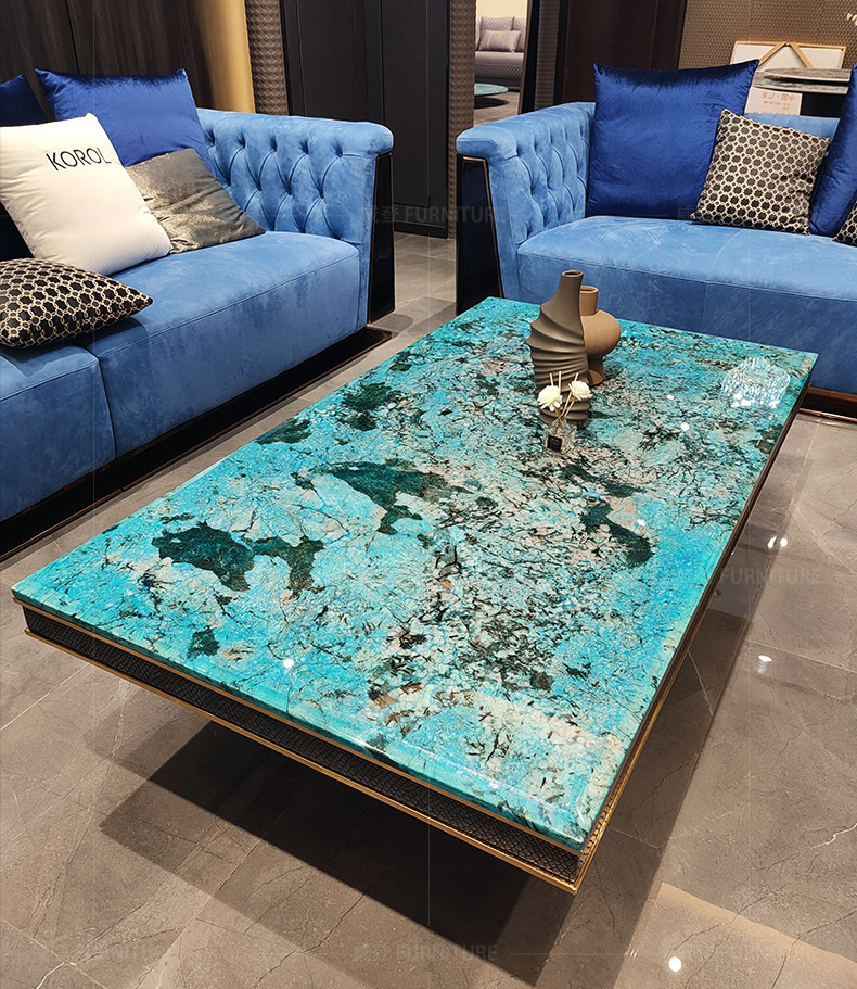 工厂高定/罗浮宫奢石巴夏电视柜茶几 高档磨砂皮沙发家具全屋配套