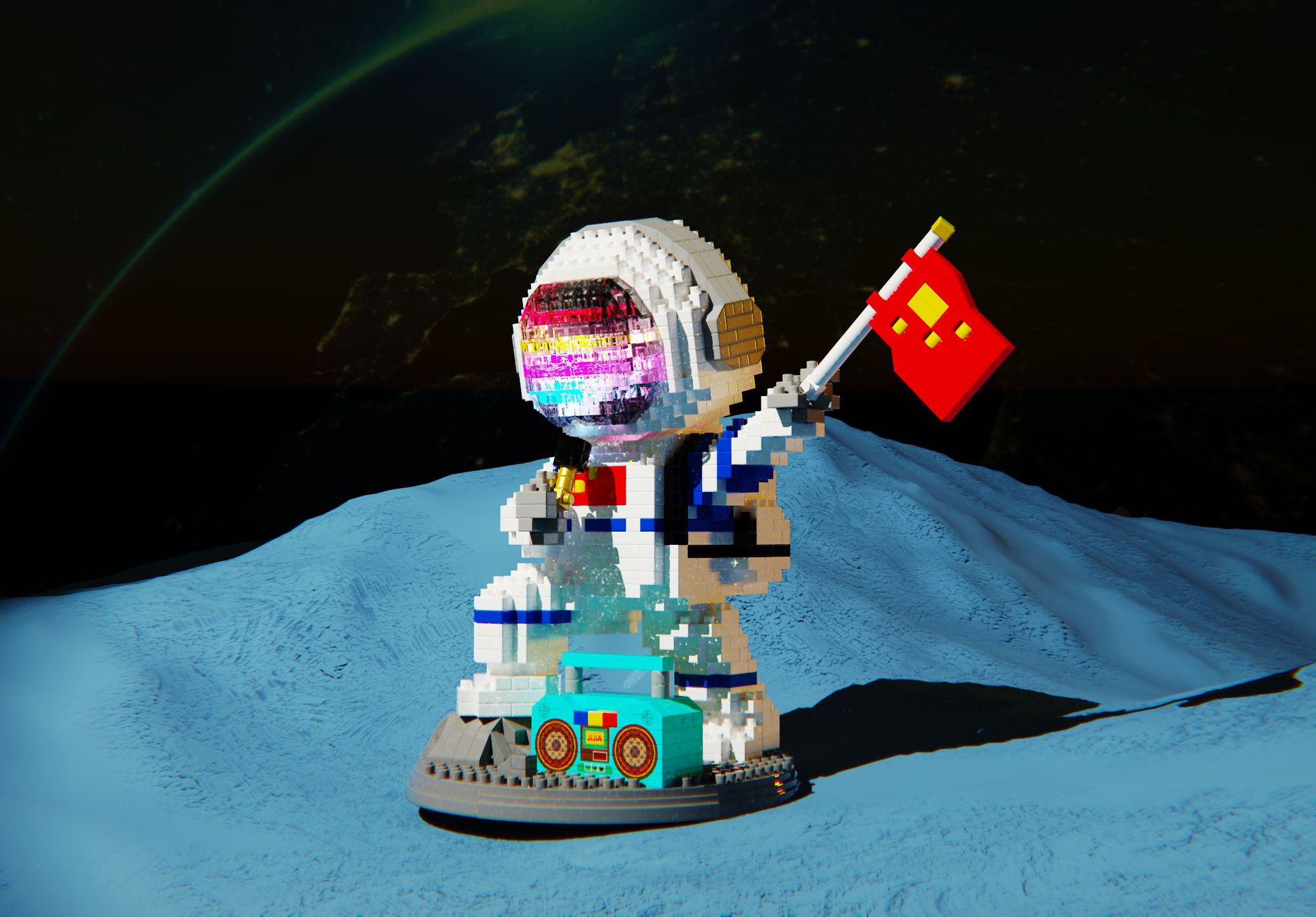 极嘉6041微小颗粒迷你太空人浪漫宇航员拼插积木玩具摆件礼物批发