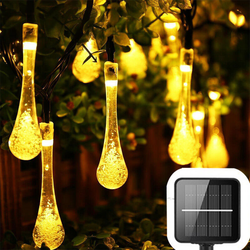 太阳能led灯串小彩灯 8模式户外装饰圣诞闪烁仙女复活节水滴串灯
