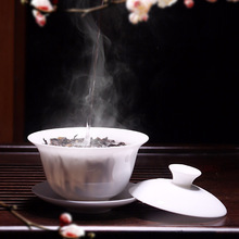 骨瓷盖碗茶杯单个白瓷茶具套装家用功夫茶碗三才带盖薄胎陶瓷