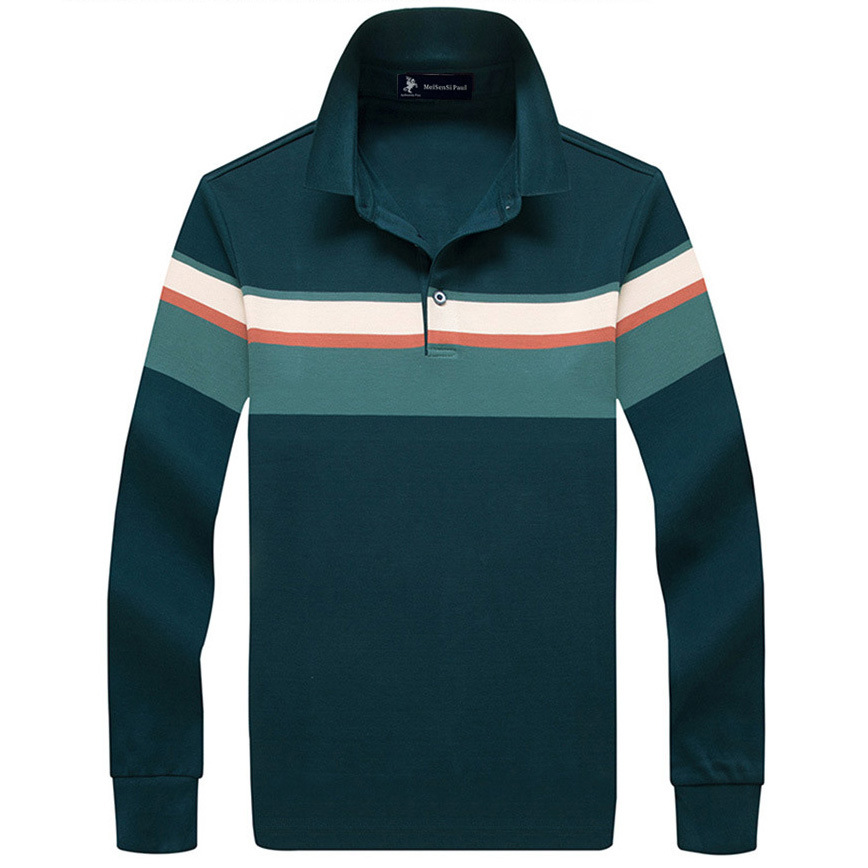 正品大牌保罗polo衫长袖t恤男 2023秋季新款条纹翻领男装体恤