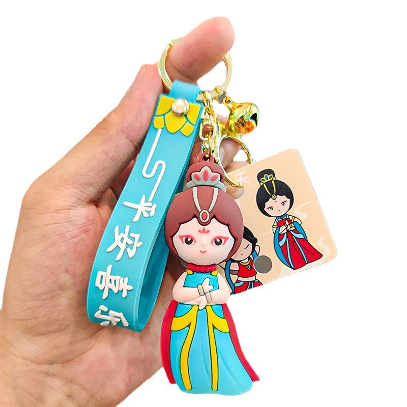 Chinese Style Cartoon Tang Suit Keychain Pendant Doll National Fashion Kweichow Moutai Dunhuang Key Chain Couple Schoolbag Small Ornaments