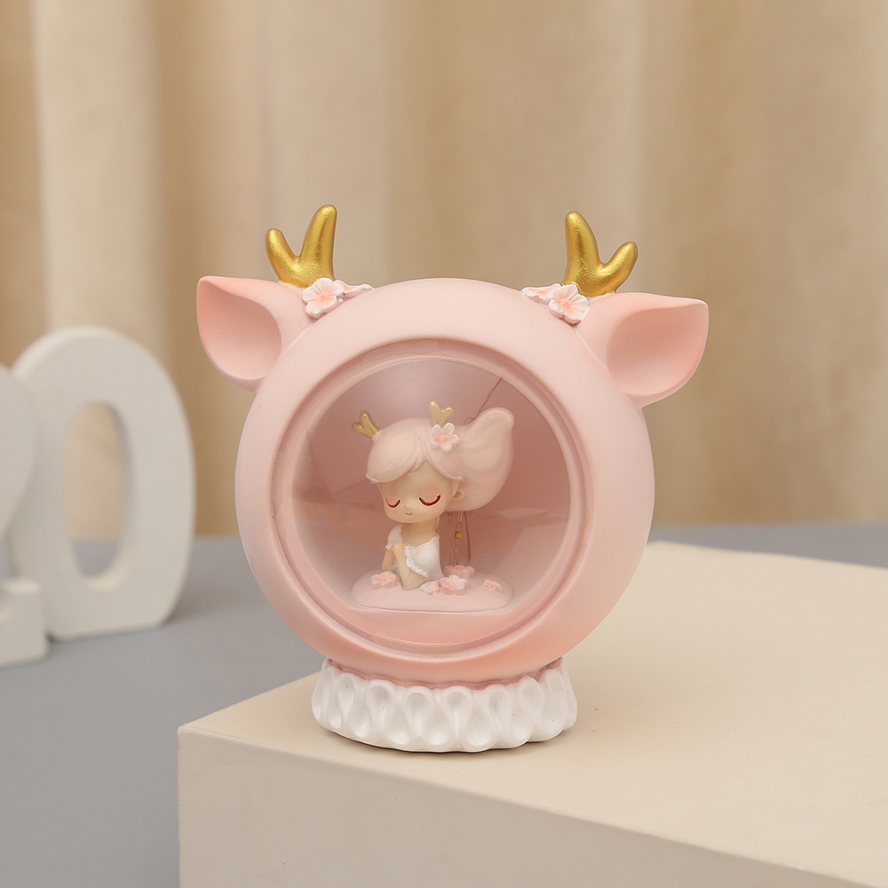 Elk Fairy Cute Cartoon Girl Resin Small Night Lamp Decoration Children's Birthday Graduation Gift Wholesale