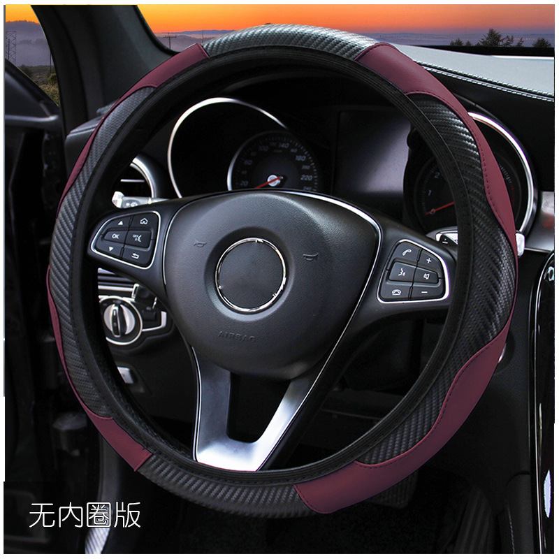 Leather Car Steering Wheel Cover without Inner Ring Elastic