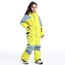 新款儿童滑雪服连体女童套装拼色防水防风保暖单双板雪服雪裤男童