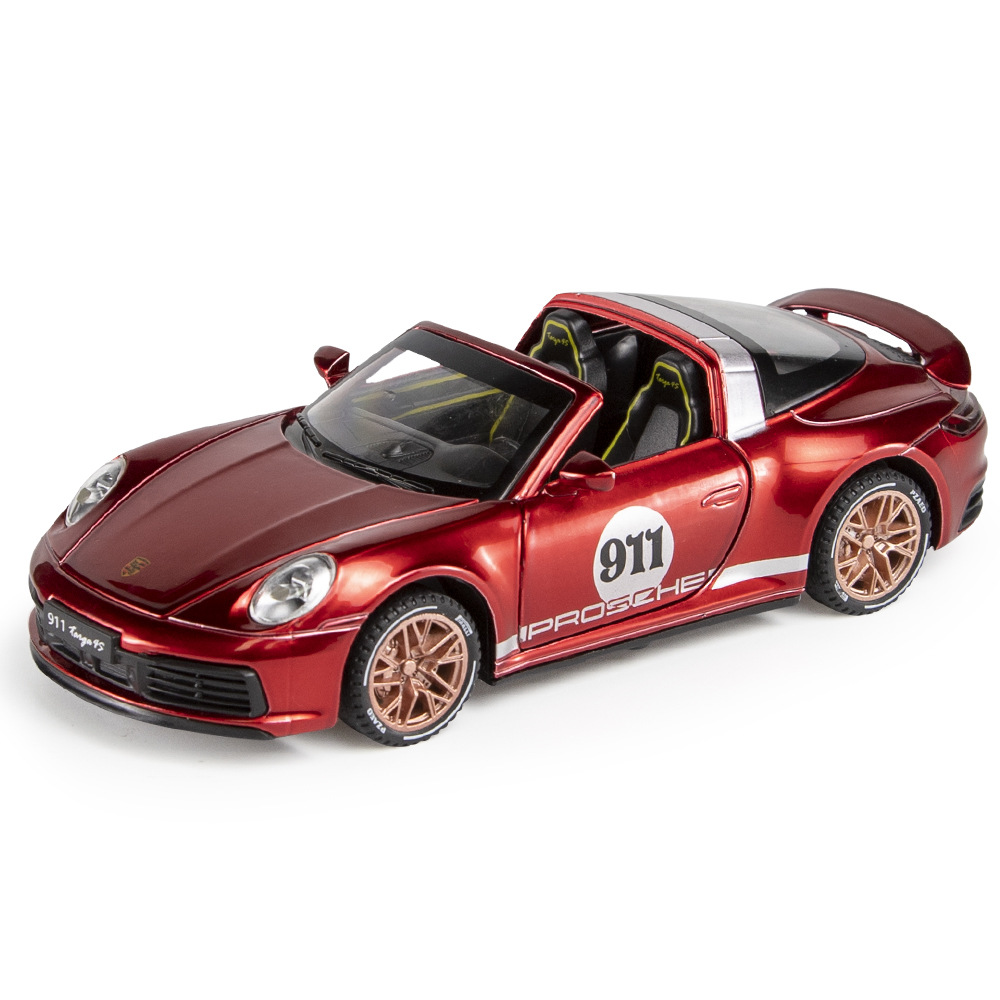 保时捷1/32仿真小跑车模型911儿童声光汽车摆件男孩合金玩具摆件