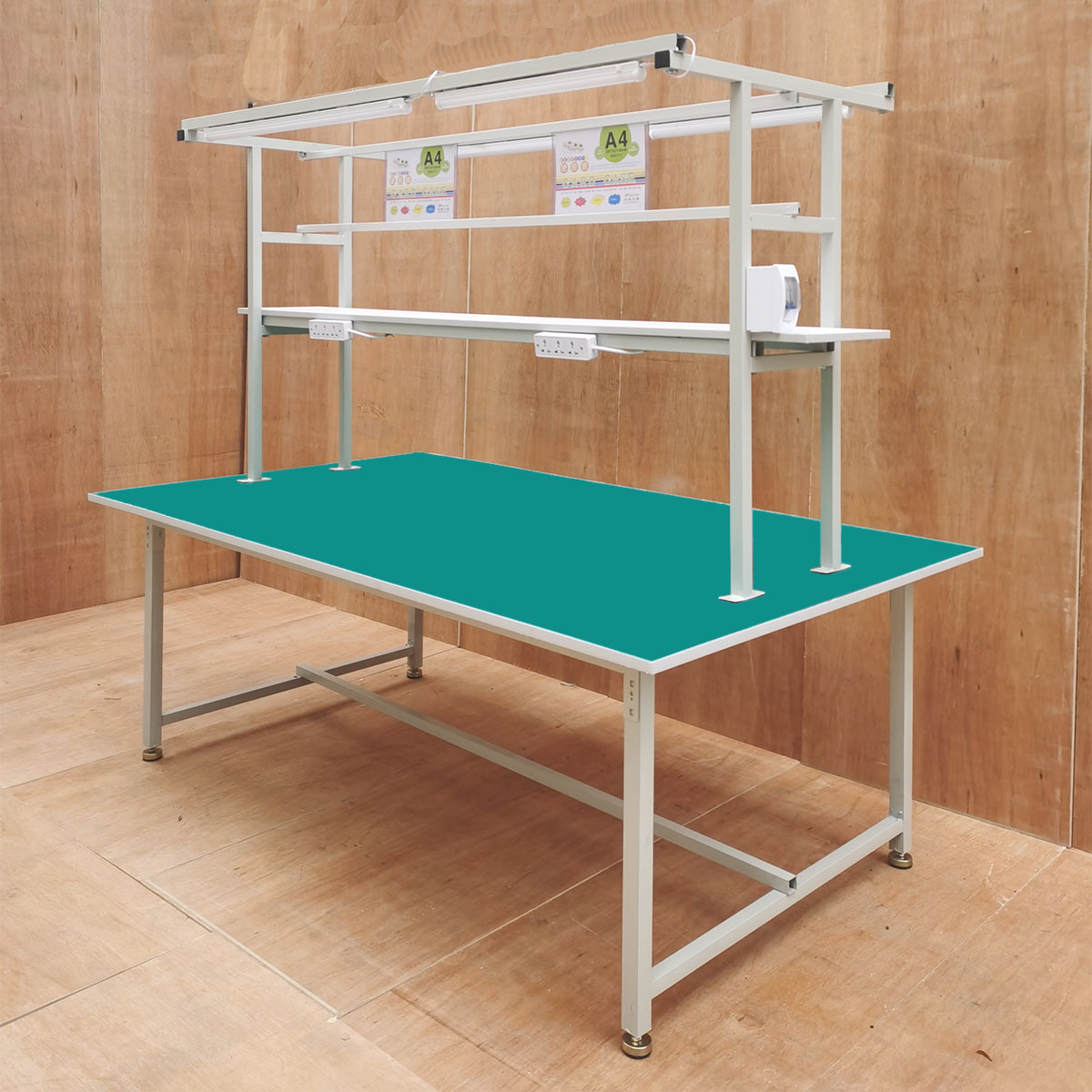 防静电双面带灯架工作台单面维修检验桌平面包装操作桌子工厂车间