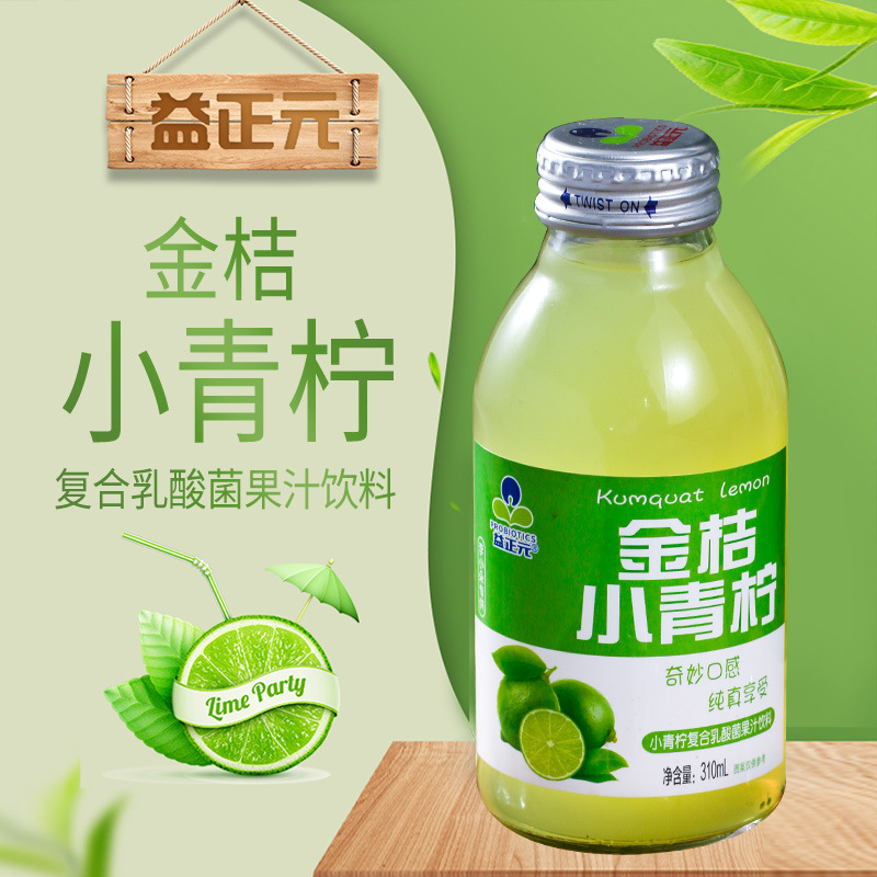 金桔小青柠瓶装饮品代加工复合乳酸菌果汁饮料选款包装定制