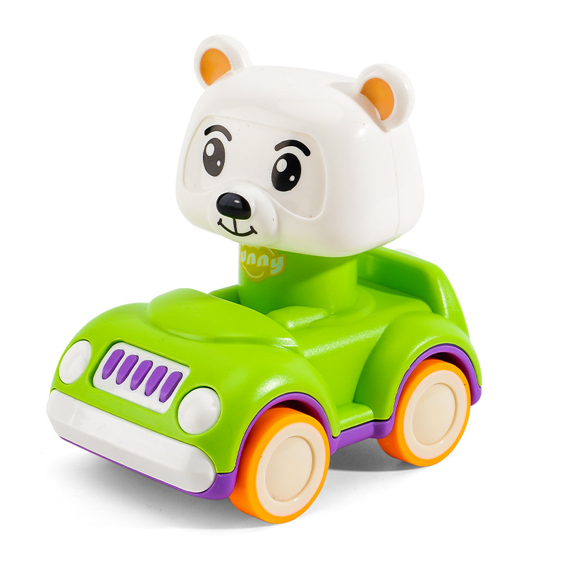 Children's Cartoon Pressing Toy Car Kindergarten Baby Animal Car Cute Pet Inertia Toy Car Gift Wholesale