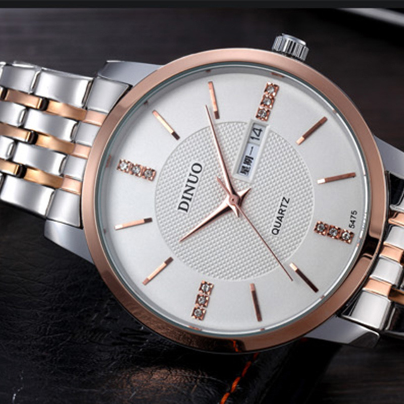 谛诺dinuo_5475男士手表双日历时尚商务休闲经典精钢腕表