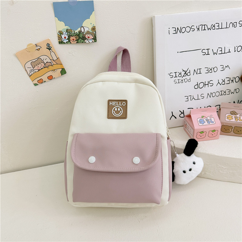 2023 Summer New Children's Bags Fashion Oxford Cloth Contrast Color Backpack Kindergarten Baby School Season Schoolbag