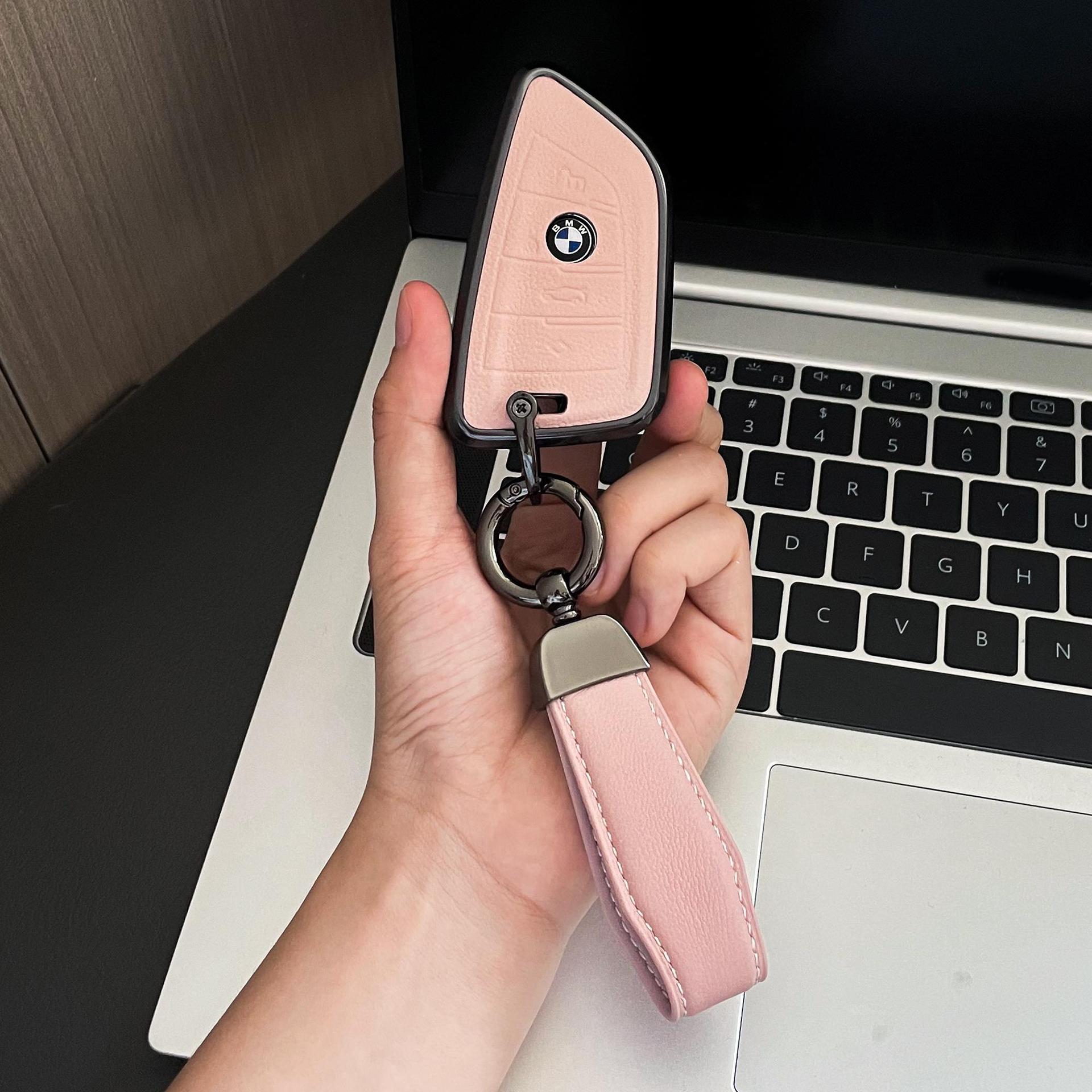 适用宝马5系钥匙套3系325li全包1系x1x2x3x4真皮525粉色高端女款