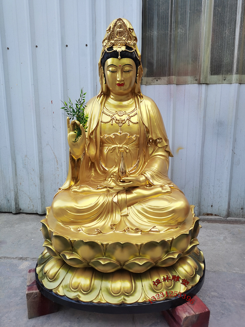 观音菩萨佛像纯铜铸造大型寺庙黄铜一米八观音大士 慈航真人铜像