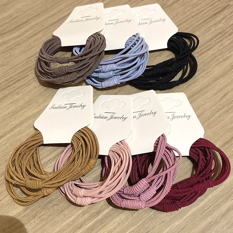 Simple Fashion Hair Ring One Card 4 Rubber Bands Hanging Card Pack 2 Yuan Shop Stall Wholesale Head Rope Basic Style Ponytail Hair String