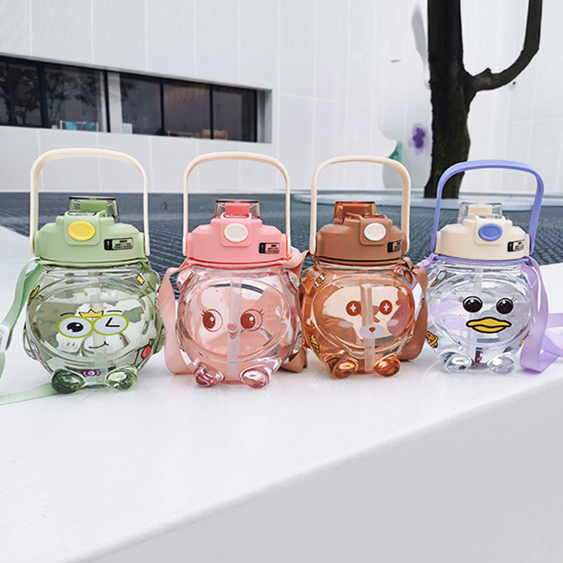 Xinbedi Cartoon Bear Water Cup Girls' Large Capacity Double Drink Big Belly Kettle Children's Plastic Cute Student Cup