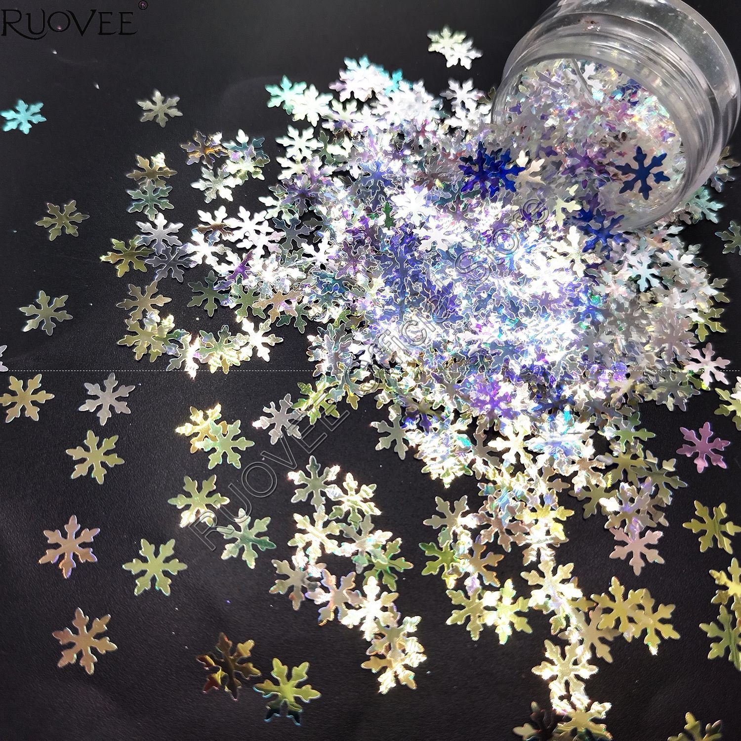 超亮原膜pet金葱粉幻彩9mm雪花闪光亮片圣诞亮片美甲