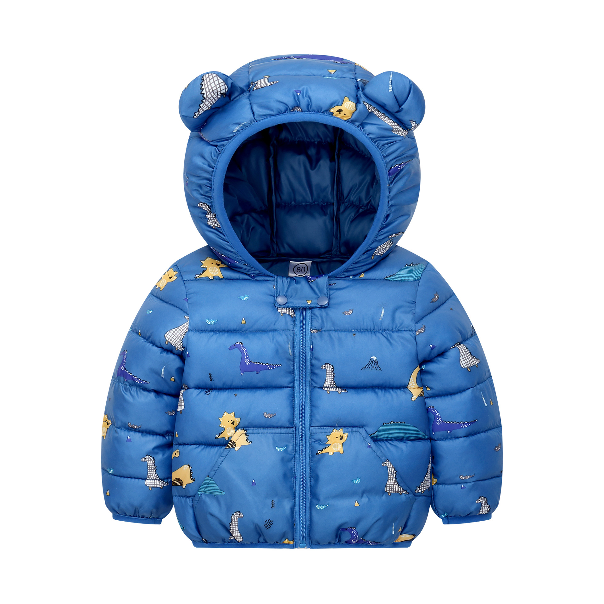 中小儿童羽绒棉服冬新款男童女童印花棉衣可爱宝短款拉链连帽棉袄