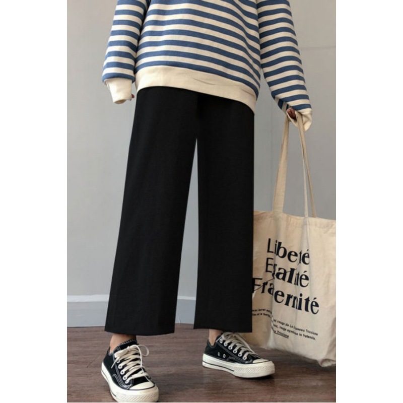 黑色九分裤百搭阔腿裤直筒休闲裤子女学生韩版宽松显瘦胖妹妹春夏