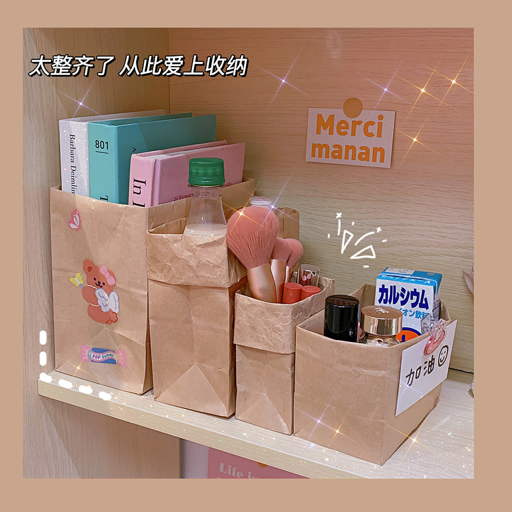 Milk Tea Shop Food Paper Bag Kraft Packing Bag Disposable Oil-Proof Hamburger Bag Takeaway Bag Ins Storage Bag