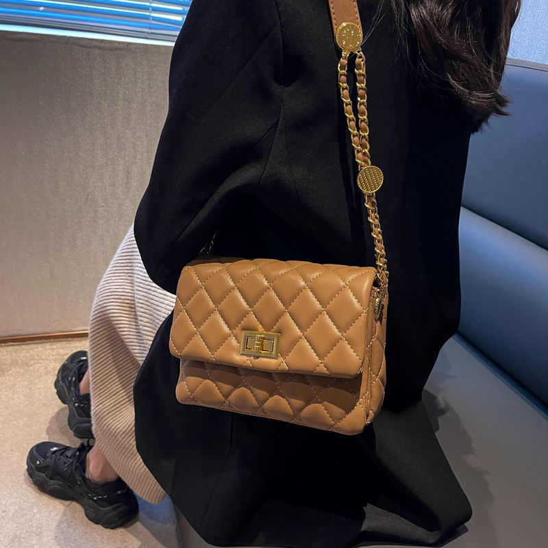 Casual Fashion Rhombus Chain Small Bag for Women 2022 New Simple Korean Style Small Square Bag Ins Shoulder Messenger Bag