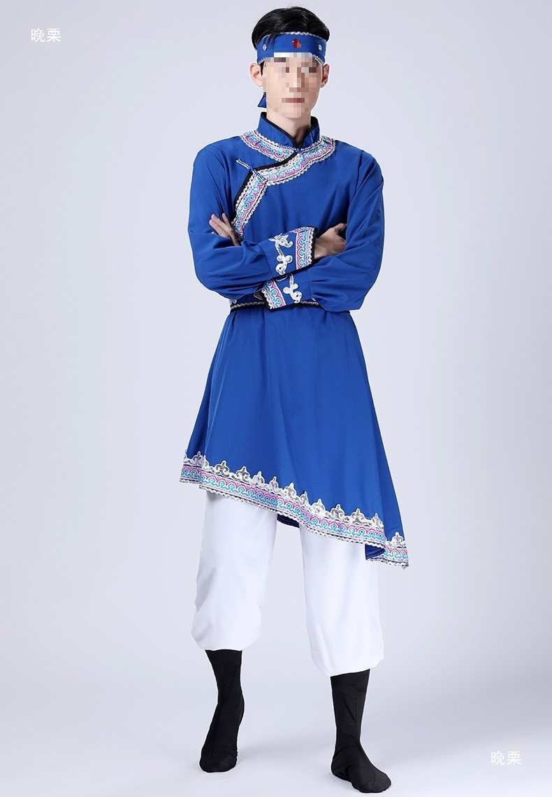 新款男蒙古舞蹈服装蒙族演出服成人筷子舞现代男士舞蹈服饰表演服