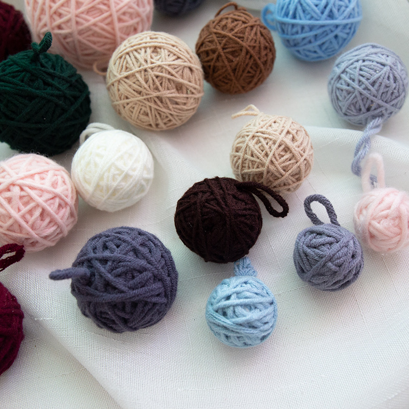 圣诞节ins彩色毛线球圣诞节5cm 6cm装饰球圣诞树配件手工diy装饰