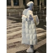 韩版森系立领菱形格羽绒服女2022冬新款宽松保暖小个子灯笼袖外套