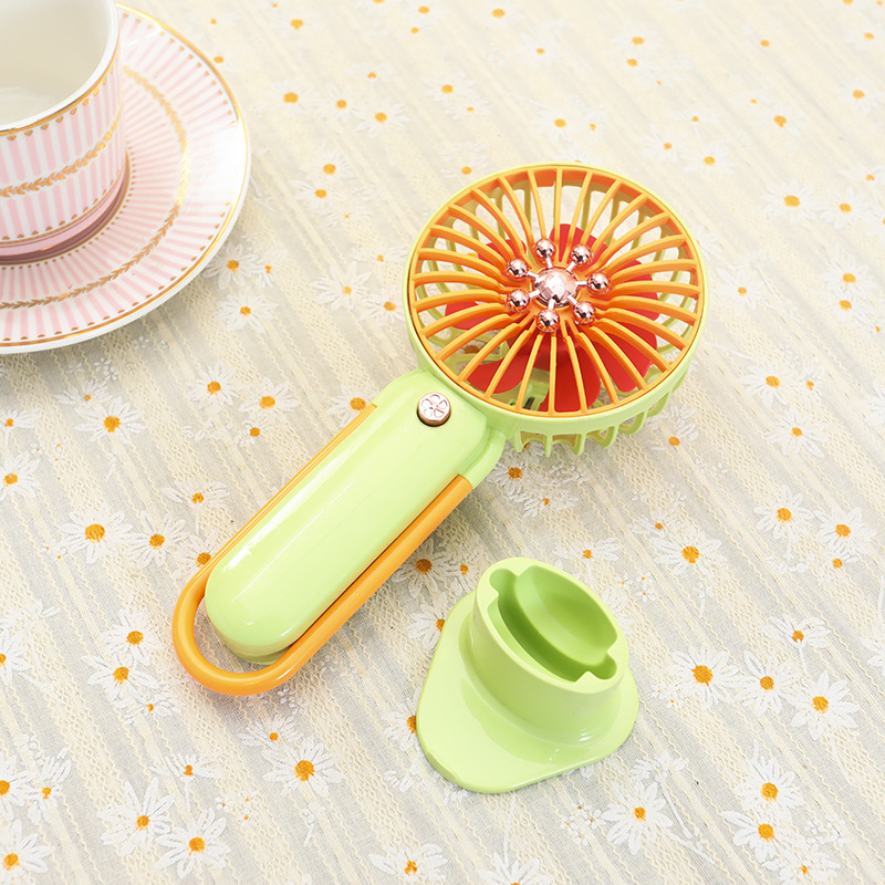 Creative Portable Small Handheld Fan Fun to Changeable Beads Children's Gift Detachable Base Charging Desktop Fan