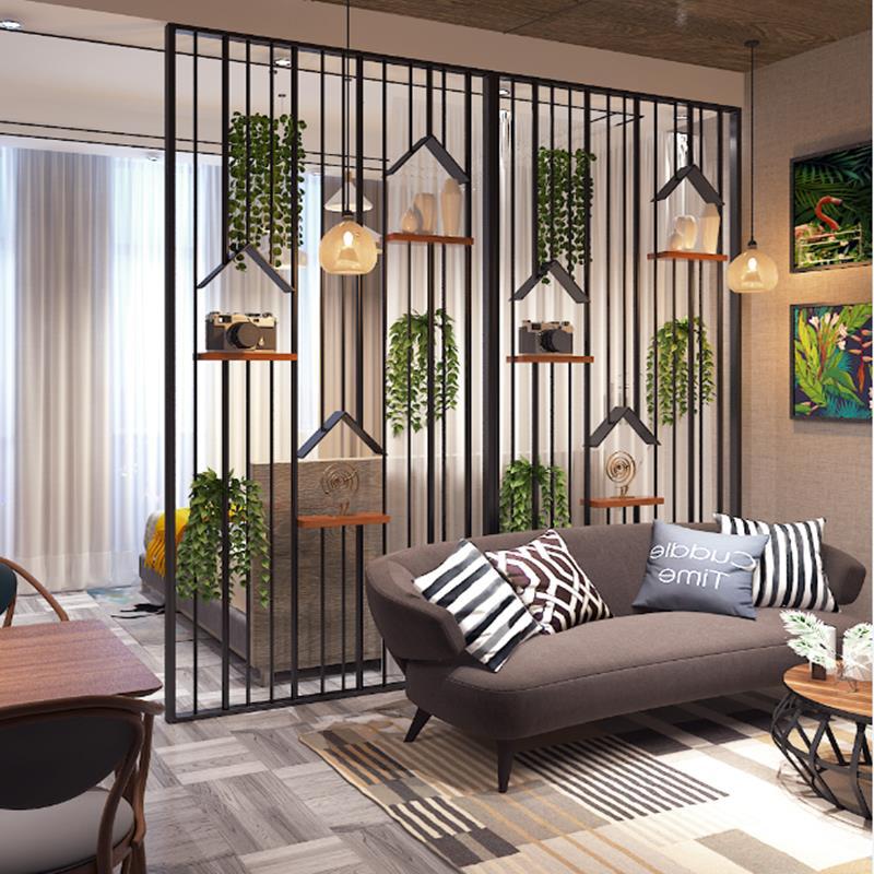 入户玄关北欧屏风隔断客厅办公室餐镂空装饰沙发背景墙铁艺置物架