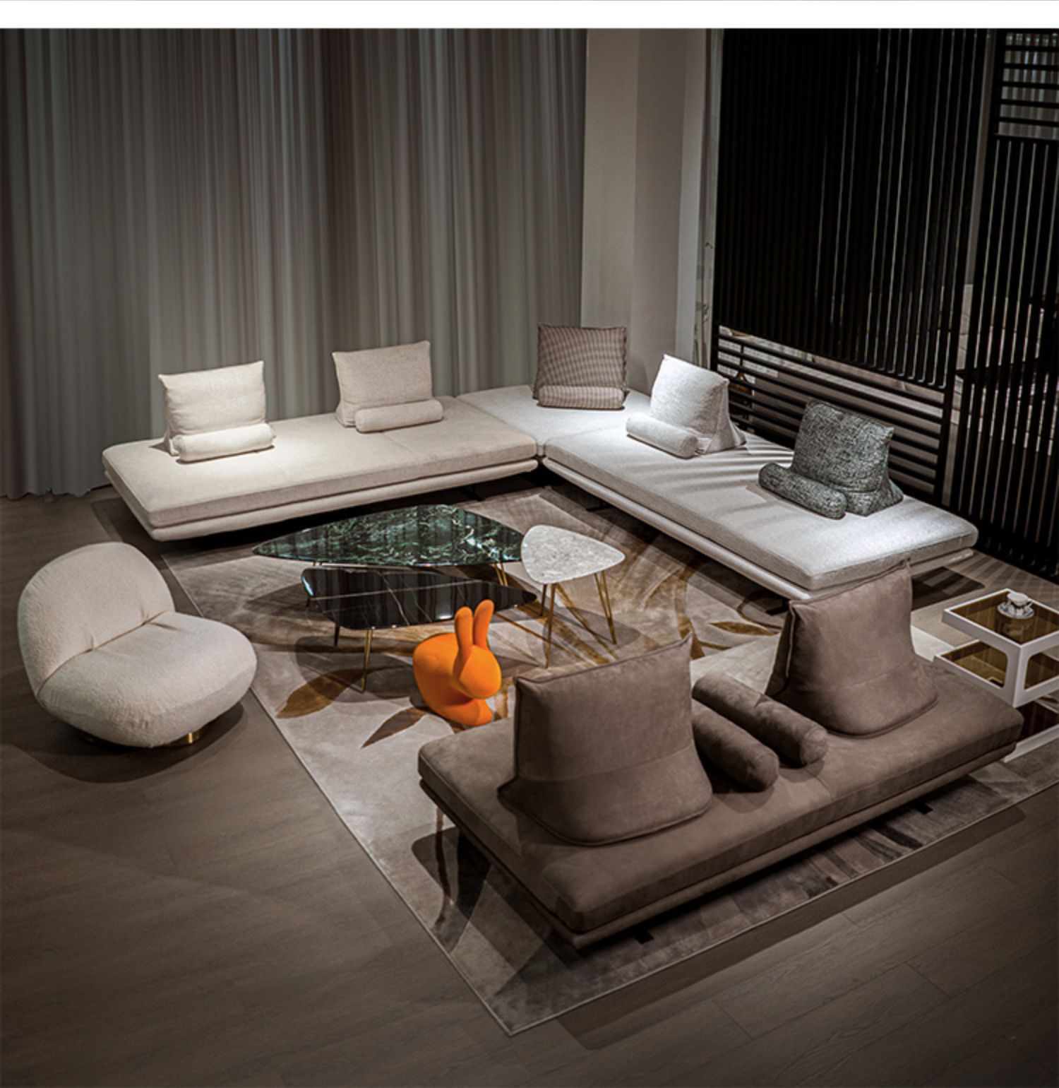 北欧创意无靠背沙发现代小户型沙发床可移动书房卧室贵妃布艺沙发