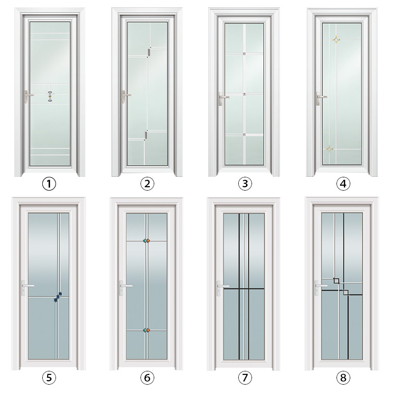 Bathroom Door Bathroom Door Self-Installed Bathroom Door Aluminum Alloy Tempered Glass Bathroom Kitchen and Bathroom Room