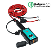 单USB+PD快充电器开关+电压表+一体式SAE插口+1.4米OT端子连接线