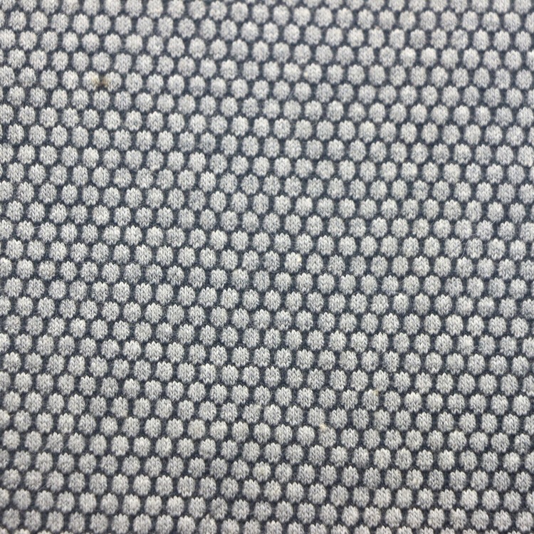 提花足球格单面布汗布料针织纬编色织麻灰黑底蜂巢小提花单面布料