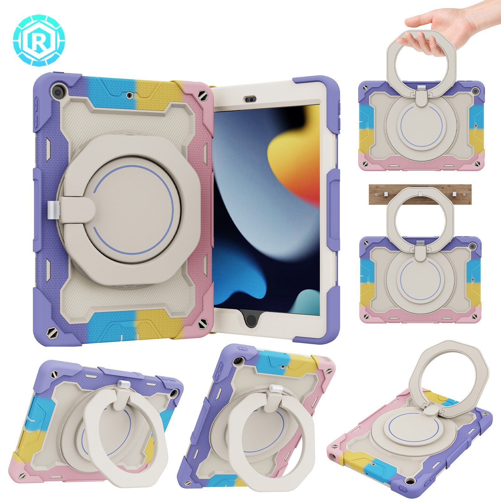 适用iPad mini6保护套ipad11手提旋转支架格里芬平板电脑壳创意款