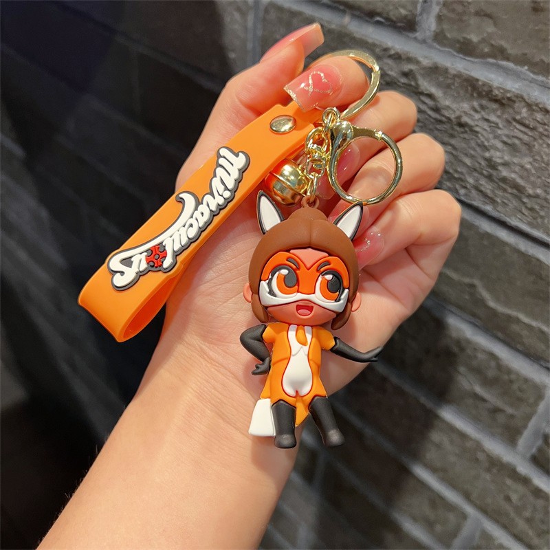 Creative Cartoon Miracle Girl Keychain Cute Bee Ladybug Girl Little Dove Key Chain Men and Women Handbag Pendant