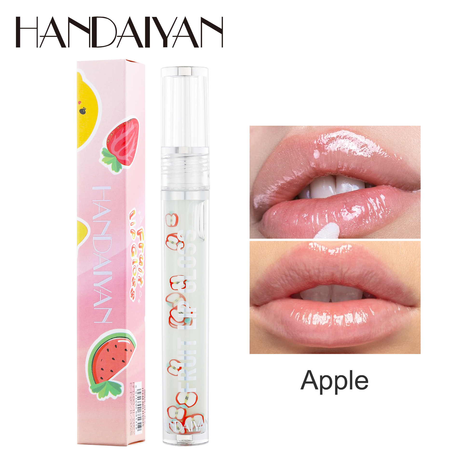 Handaiyan Cross-Border 6-Color Fruit Liquid Lip Gloss Moisture Replenishment Lip Lacquer Fade Lip Lines Anti-Chapping Lip Gloss