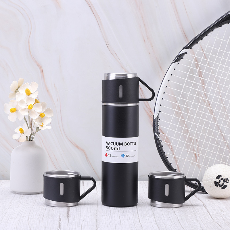 304 Stainless Steel Vacuum Cup One Cup Three Lid in-Car Thermos Household Thermal Insulated Bottle Portable Business Gift Wholesale