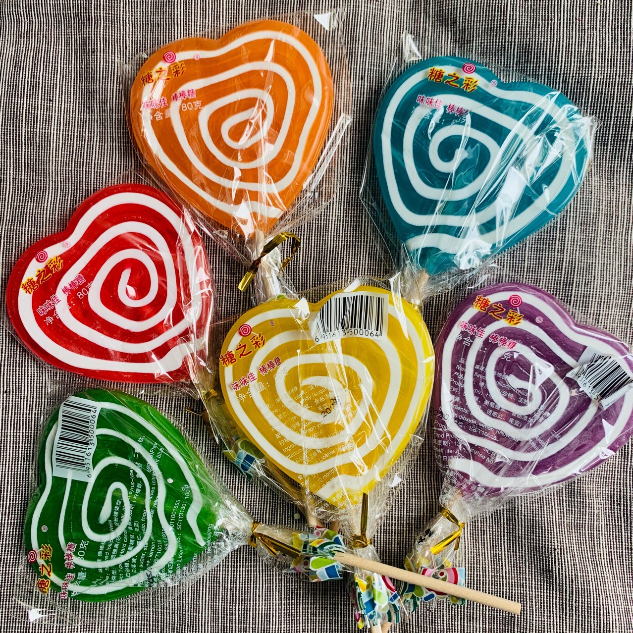 直径9cm西瓜火龙果猕猴桃圆形棒棒糖80克*24根一整盒糖果新品爱心