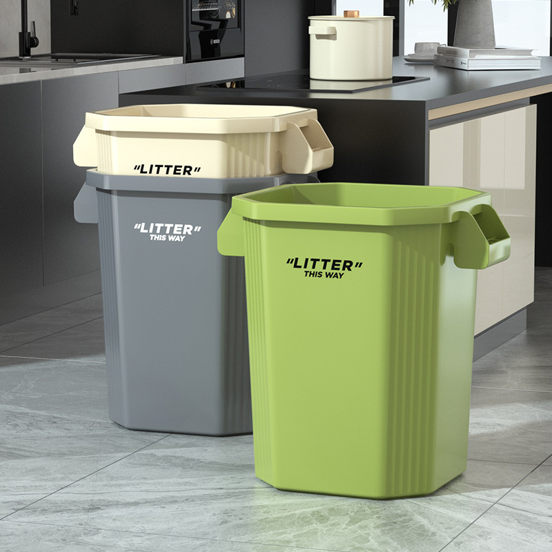 垃圾桶加厚双耳大容量厨房收纳桶背心袋专用清洁桶方形敞口卫生桶